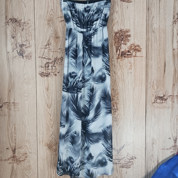 H&M Tropical Palm Print  Strapless Maxi Dress Size 6 - Picture 3 of 7